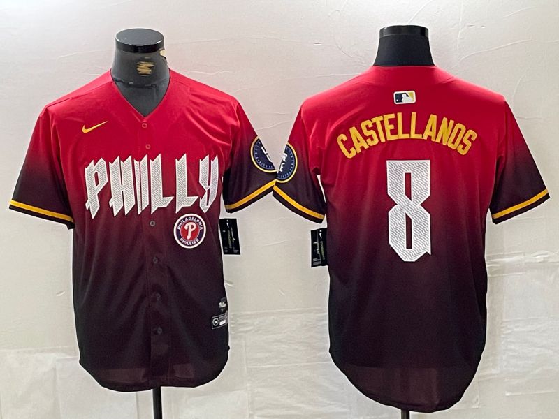 Men Philadelphia Phillies #8 Castellanos Red City Edition Nike 2024 MLB Jersey style 4->philadelphia phillies->MLB Jersey